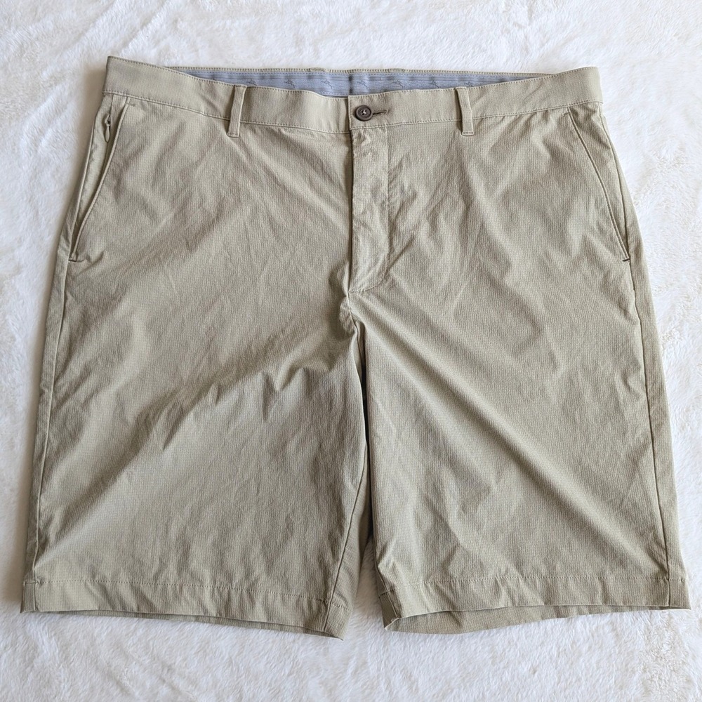 Tommy Bahama Boracay Khaki Tan Performance Stretch Shorts Mens 40 Inseam 9"